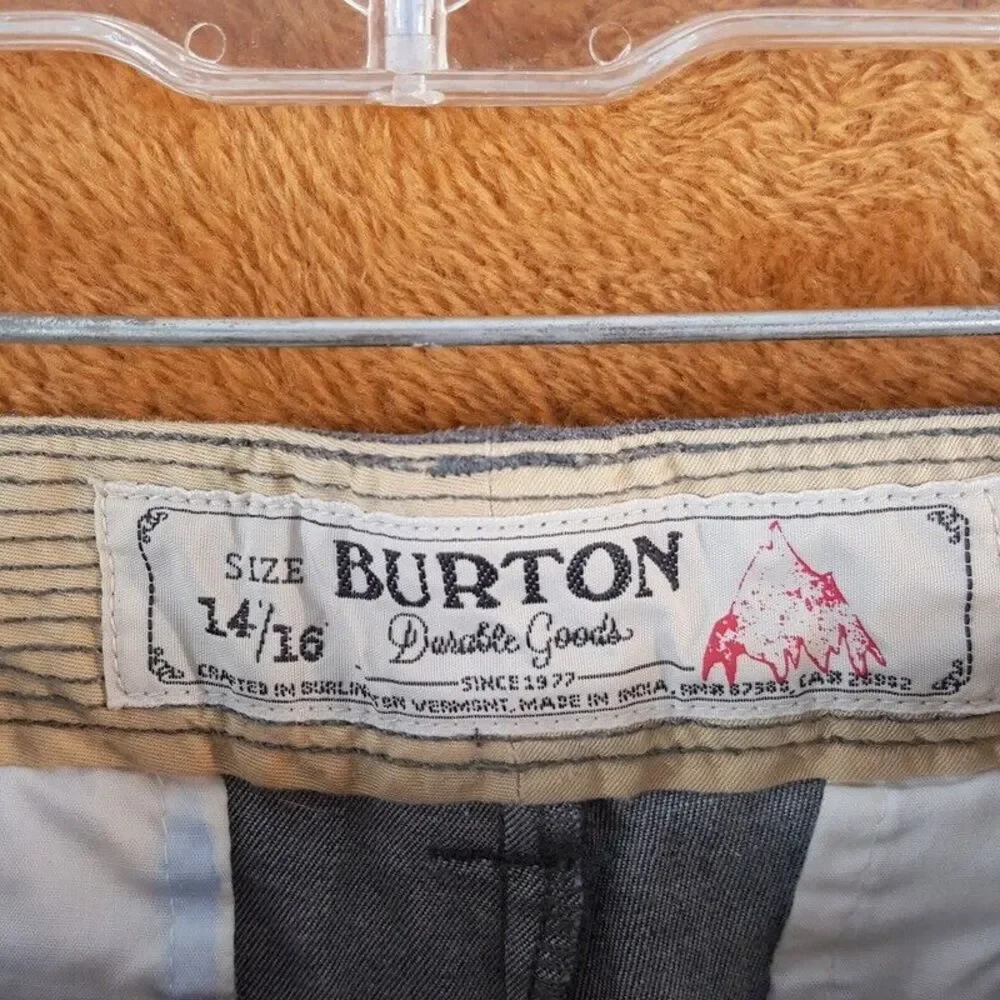BURTON Youth Shorts Size 14 16 Gray Chino Lined Pockets Girls